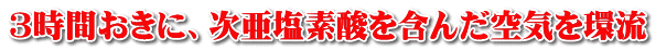 3時間おきに、次亜塩素酸を含んだ空気を環流